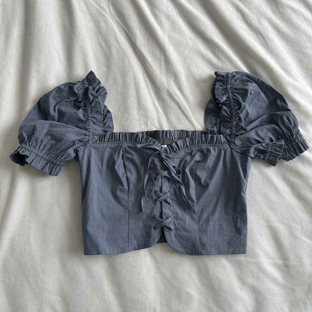 Aritzia Sunday Best Lolita Blouse in Granite Blue XS